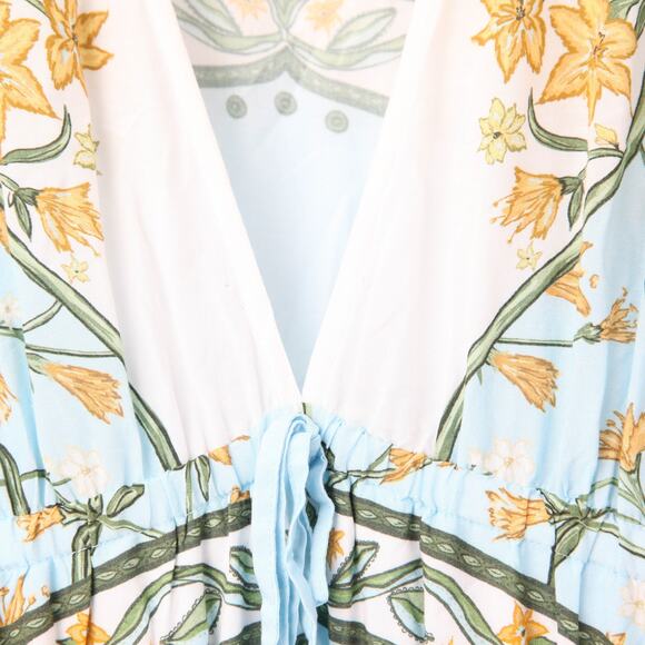 Derek Lam 10 Crosby x RTR Flutter Sleeve V-Neck Blue challis Midi Dress - Picture 7 of 8